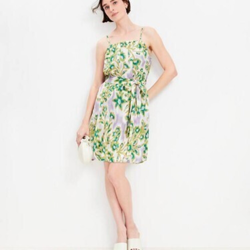Loft Floral Flounce Mini Pocket Dress